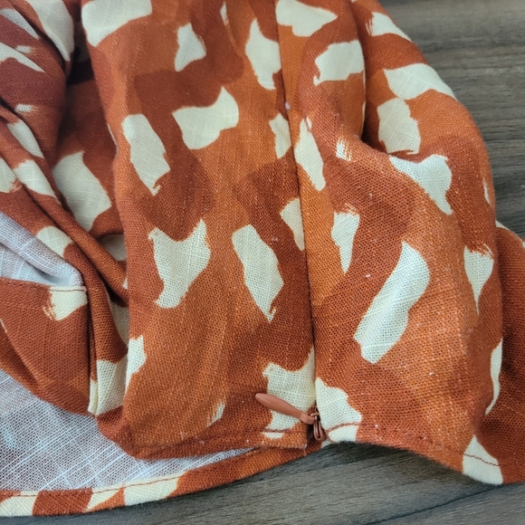 Zara Linen Blend Printed Top in Terracotta With Sequins Beads Sleeves Size S - Picture 16 of 16